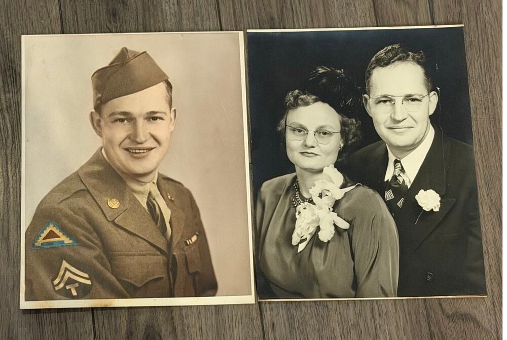 Vintage WWII US Army Soldier Portrait Wedding Photo Lot 1940s Military Ephemera